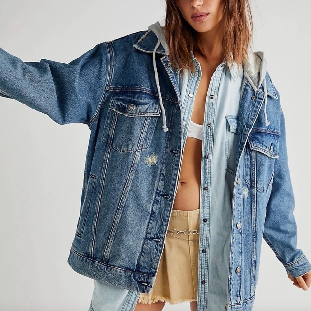 WE THE FREE x FREE PEOPLE Flawless Hooded Denim Jacket